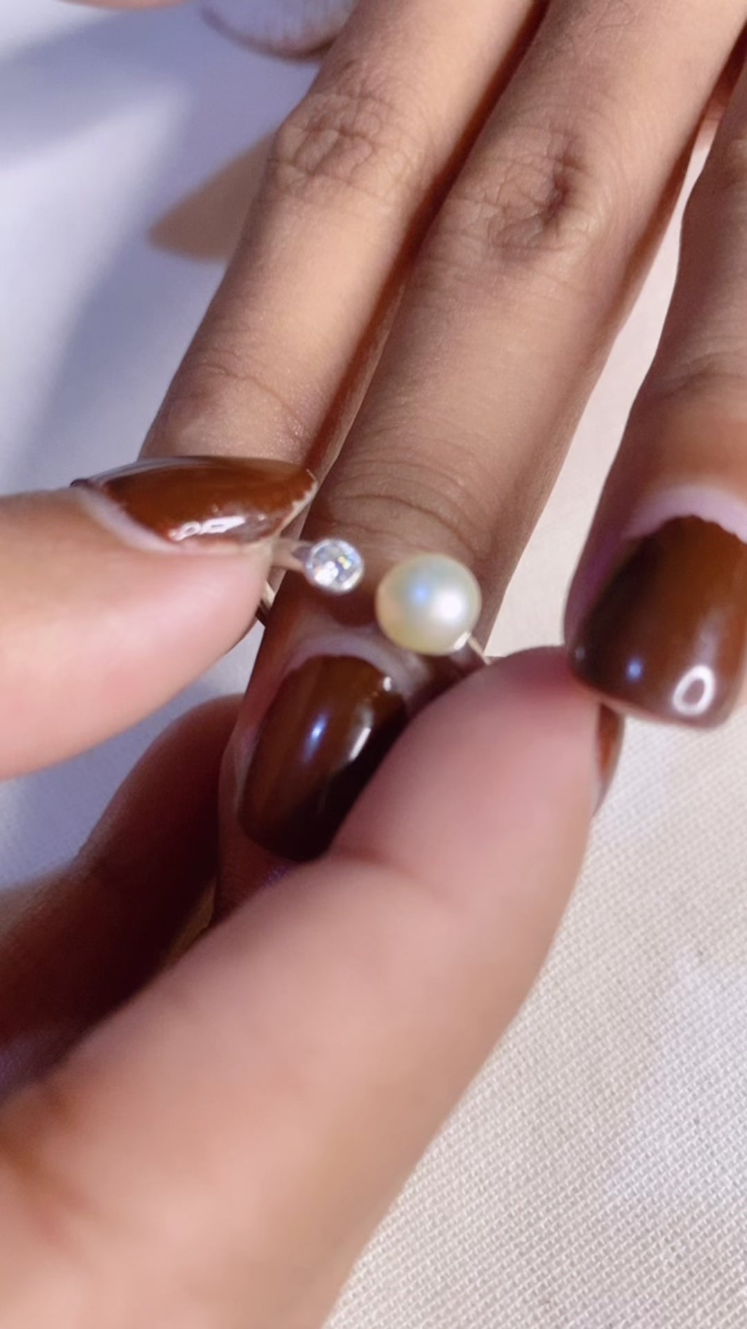 Adjustable Gold Plated Ring Lumine Pearl Collection 925 Sterling Silver