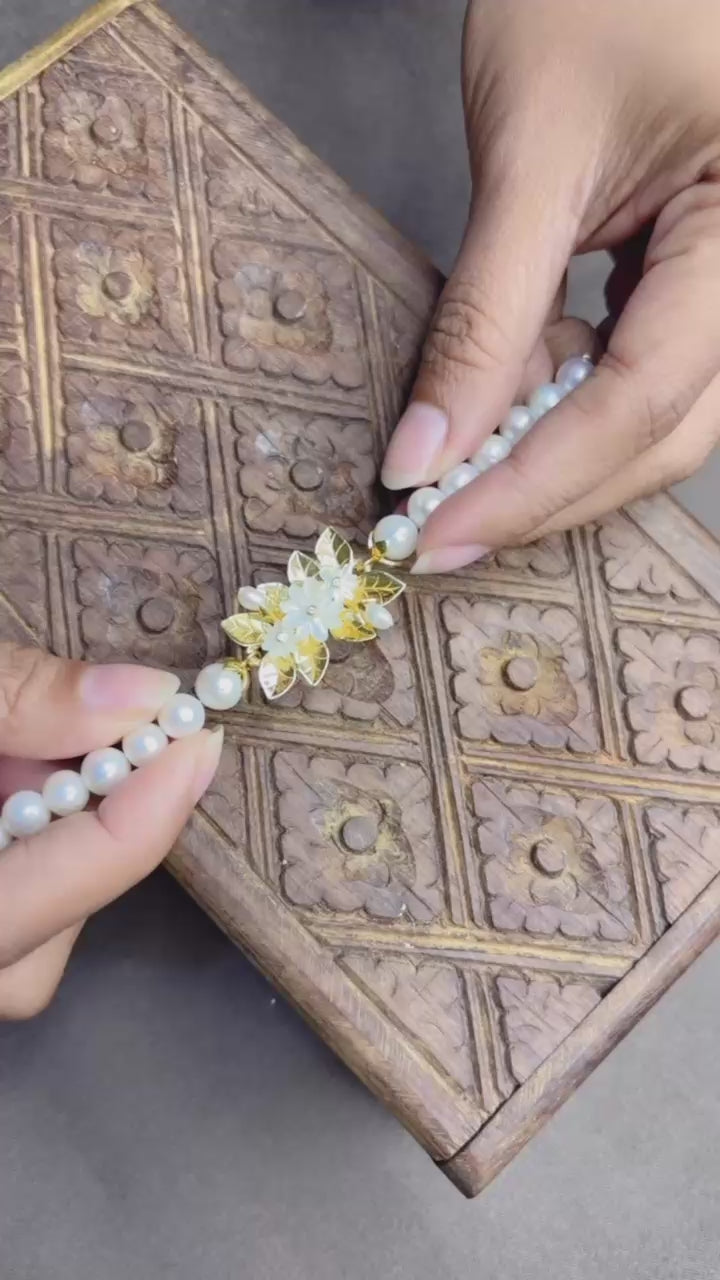 925 Sterling Silver Gold Plated Pearl Bracelet Jasmine Pearl Collection