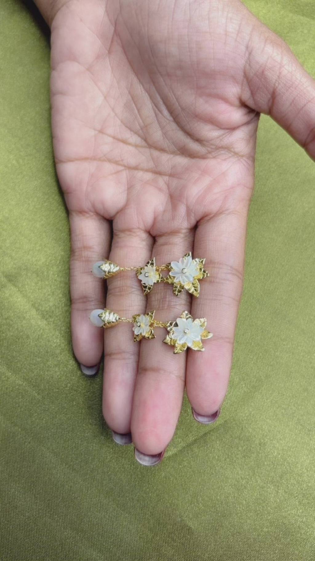 Anting Drop Trio Perak Koleksi Mutiara Melati Sterling Silver 925 Gold Plated