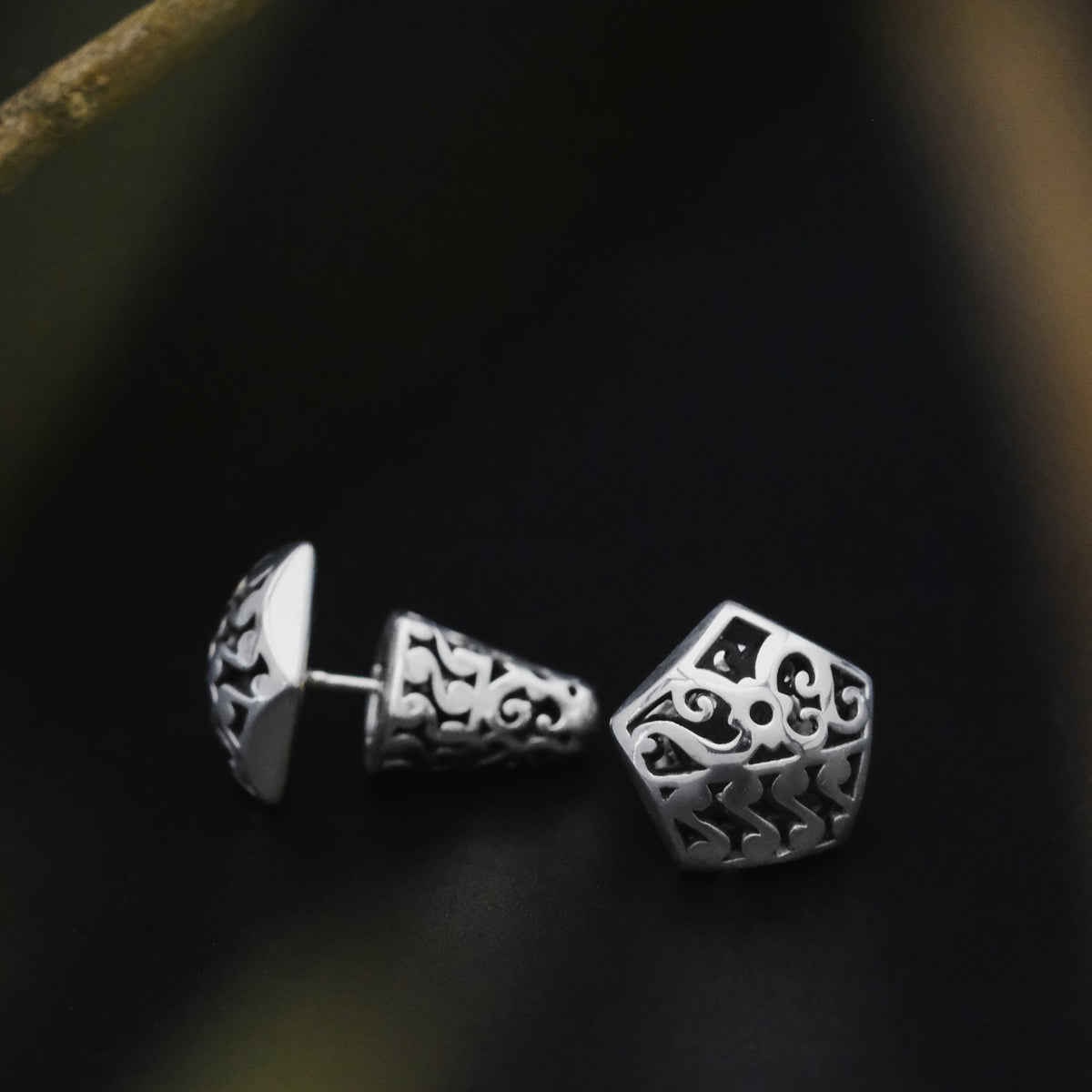 925 Silver Pentagon Subeng Earrings Bhinneka Collection