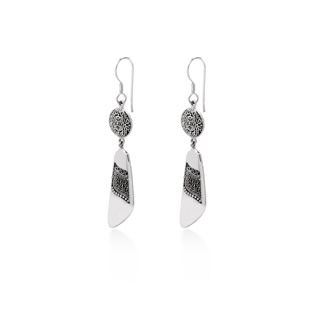 Indonesian Batik Collection Dangle Earrings 925 Sterling Silver