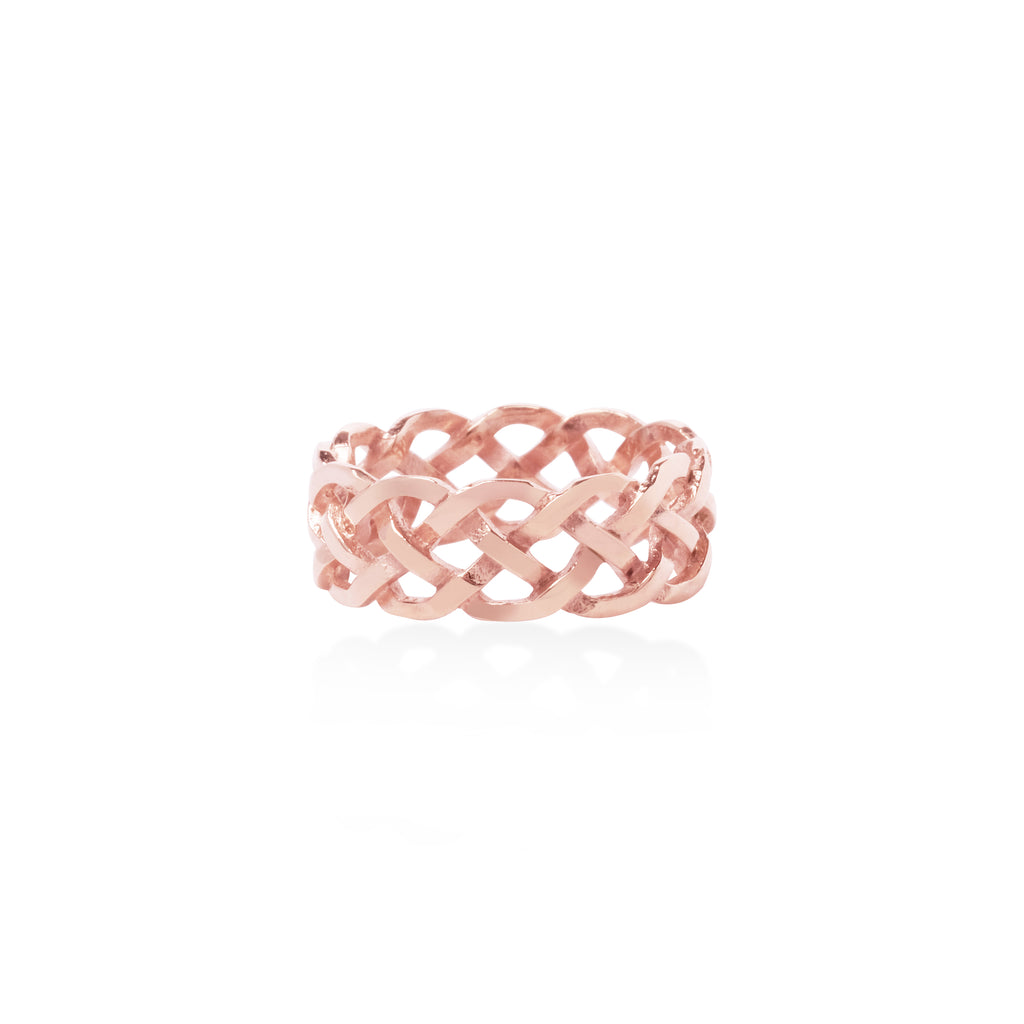 Medium Silver Band Ring Woven Sterling Silver Rose Gold Plated Collection
