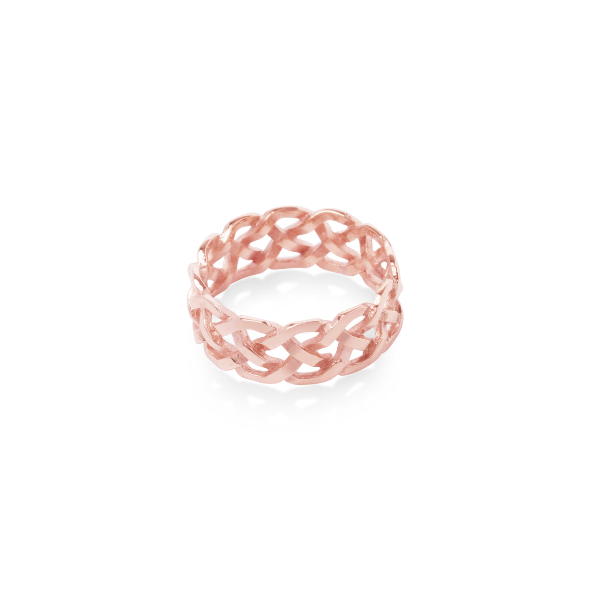 Medium Silver Band Ring Woven Sterling Silver Rose Gold Plated Collection