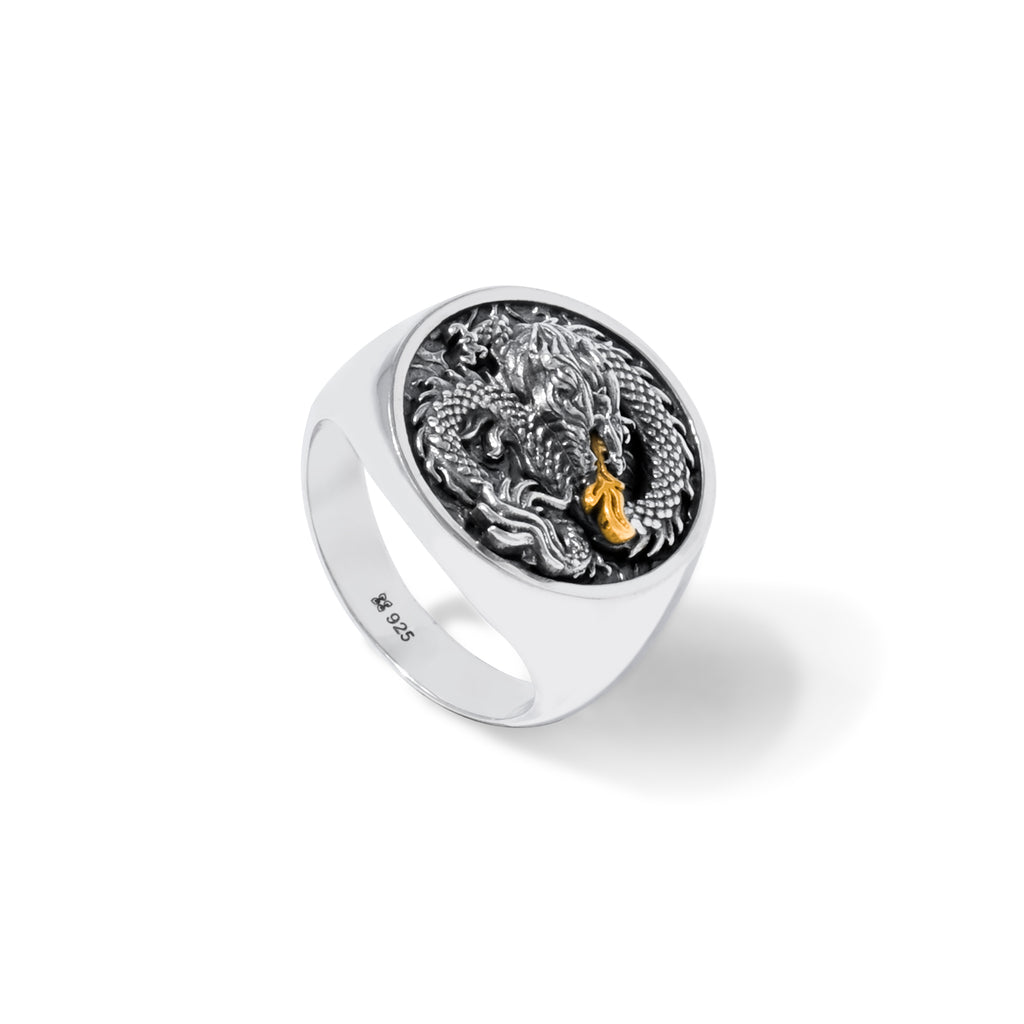 Dragon Collection Silver Signet Ring Sterling Silver 925