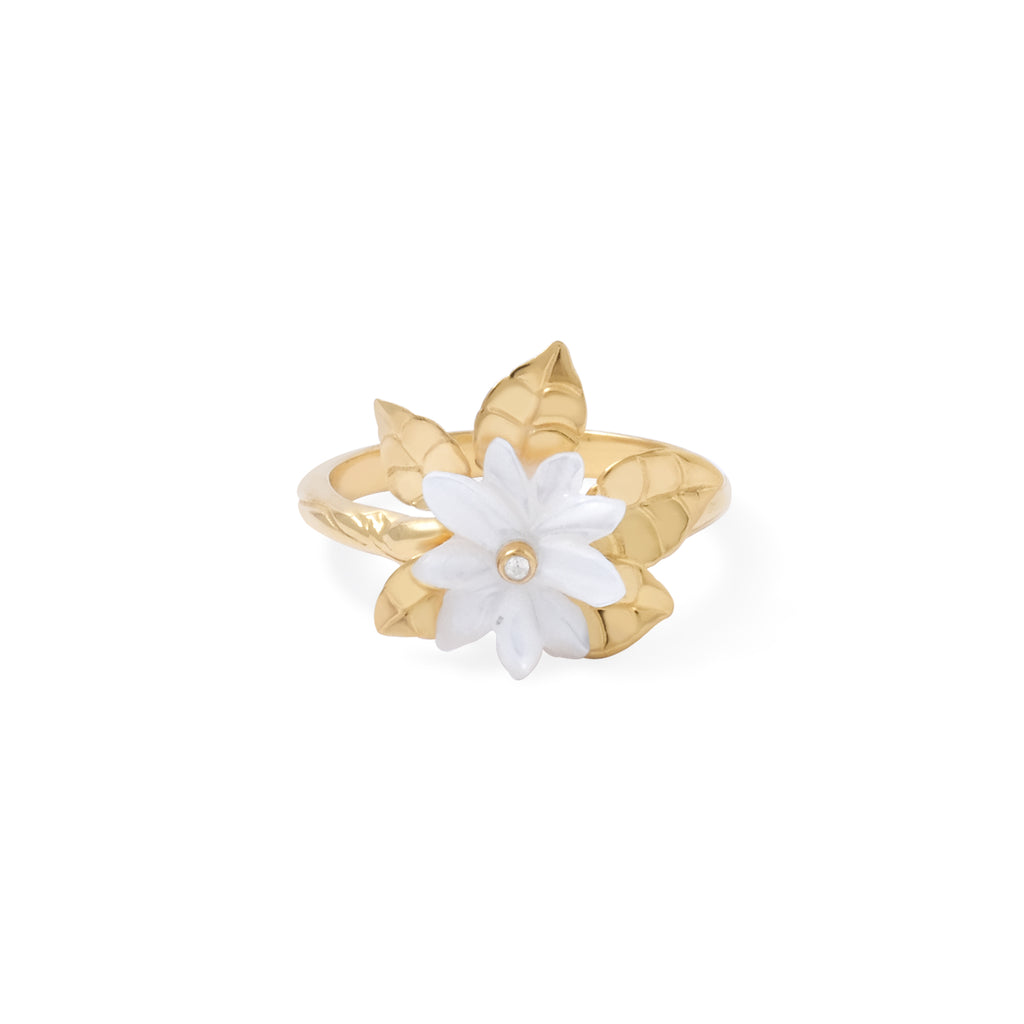 925 Sterling Silver Gold Plated Melati Pearl Collection Cocktail Ring
