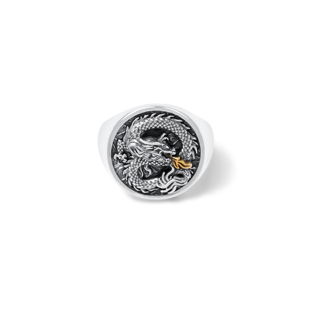 Dragon Collection Silver Signet Ring Sterling Silver 925