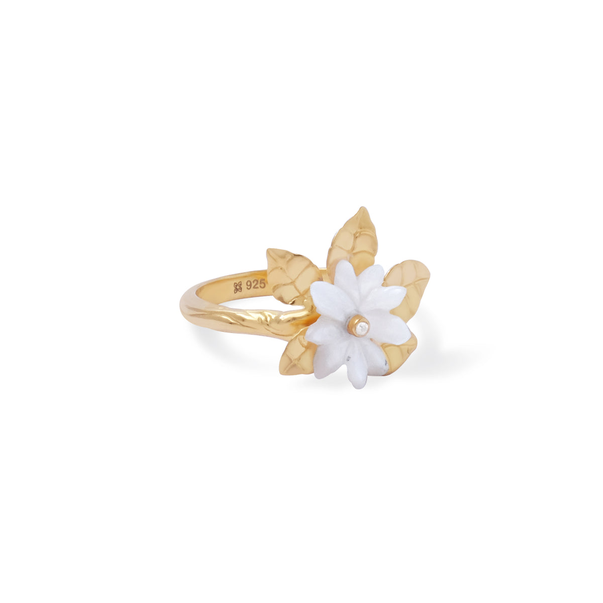Cincin Cocktail Perak Koleksi Mutiara Melati Sterling Silver 925 Gold Plated