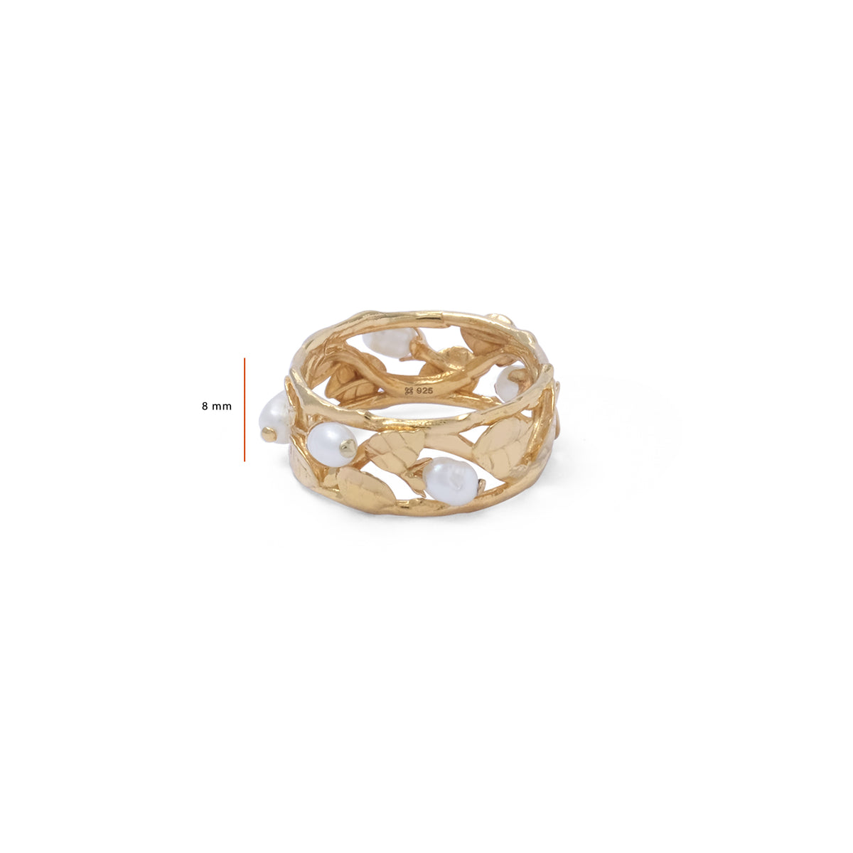 Cincin Bandring Perak Koleksi Mutiara Melati Sterling Silver 925 Gold Plated
