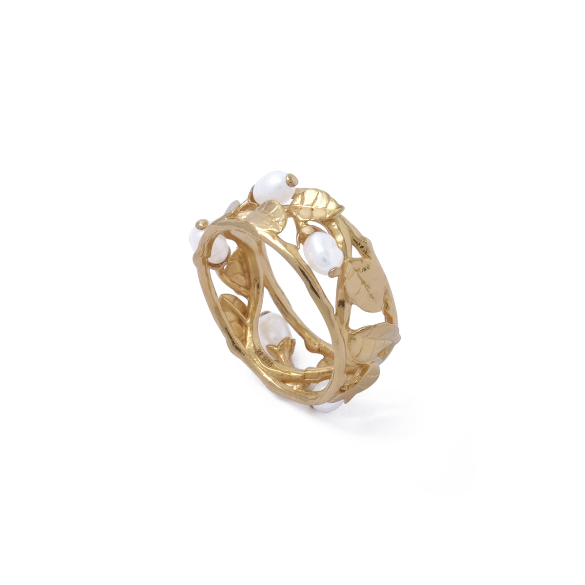Cincin Bandring Perak Koleksi Mutiara Melati Sterling Silver 925 Gold Plated