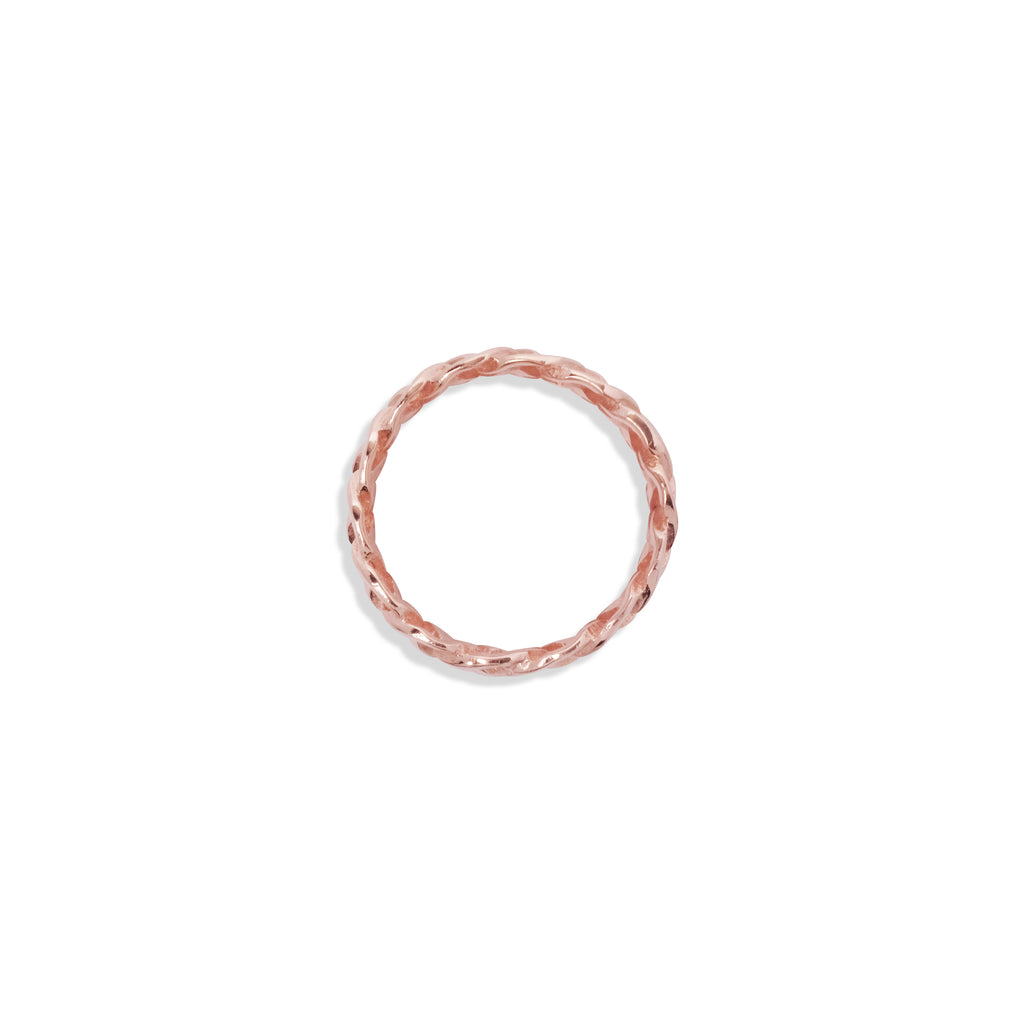 Cincin Band Perak Besar Koleksi Woven Sterling Silver Rose Gold Plated