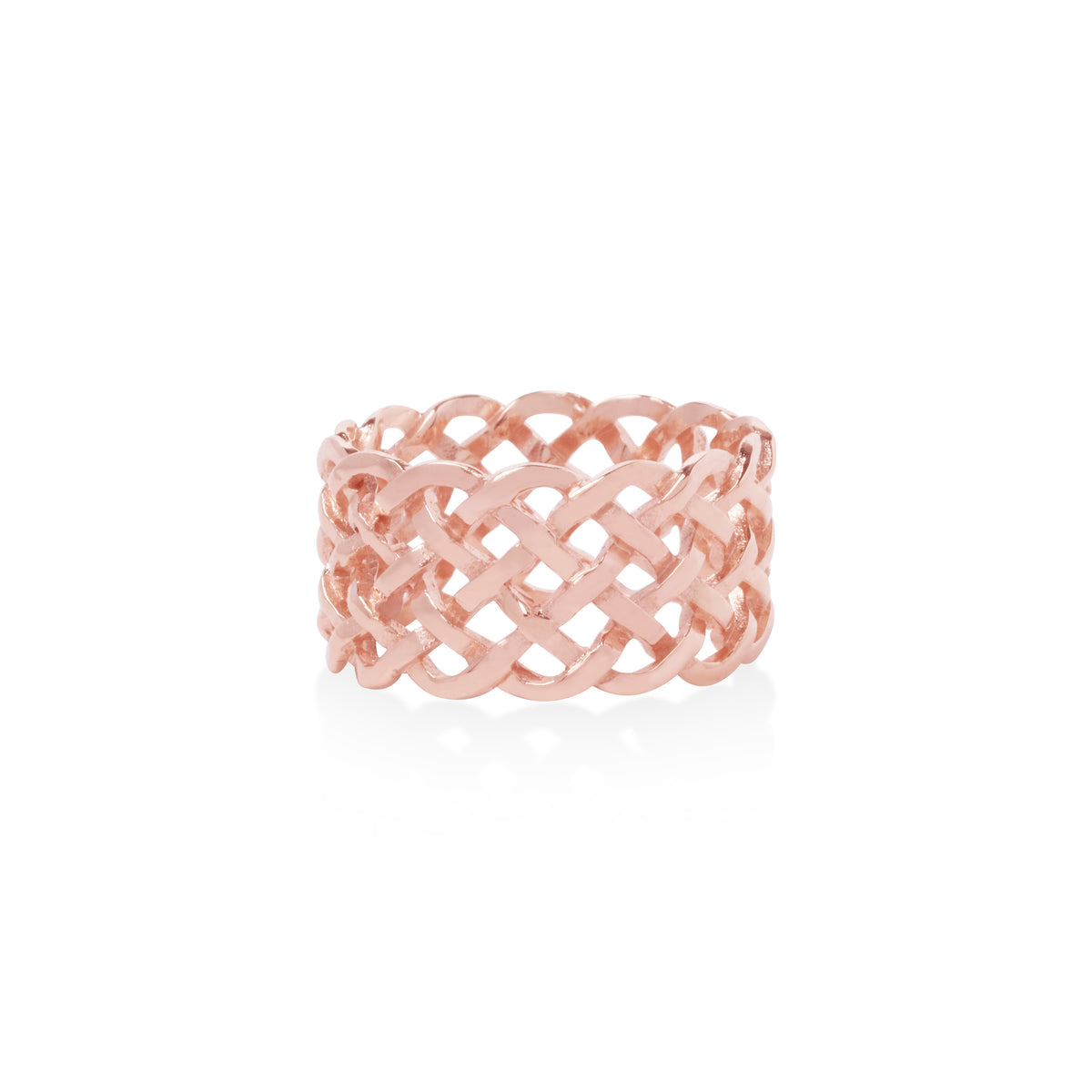 Large Silver Band Ring Woven Sterling Silver Rose Gold Plated Collection