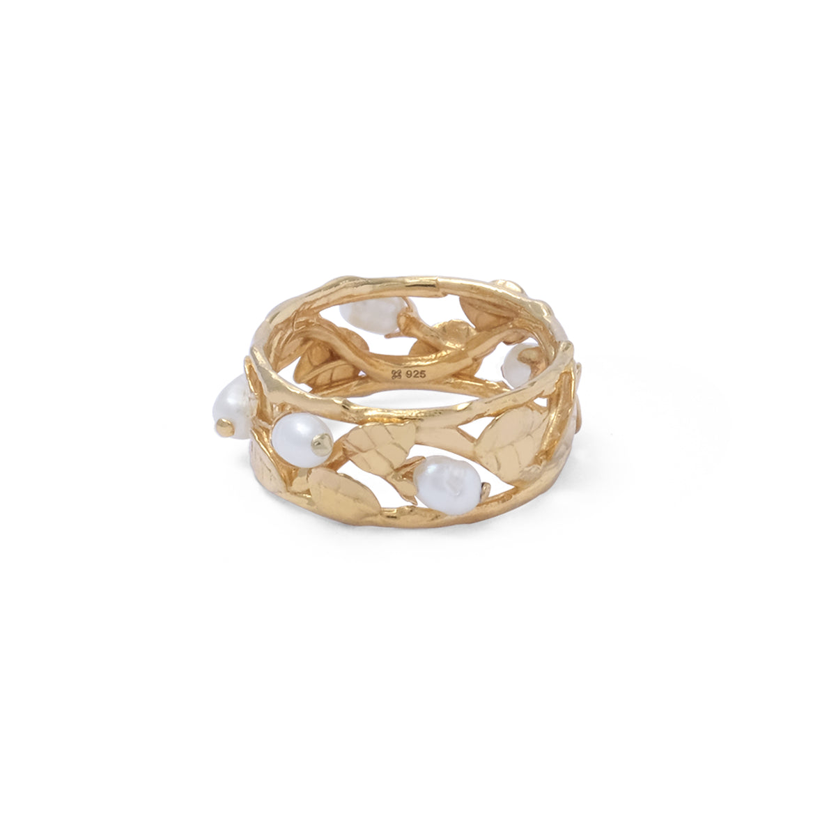 Cincin Bandring Perak Koleksi Mutiara Melati Sterling Silver 925 Gold Plated