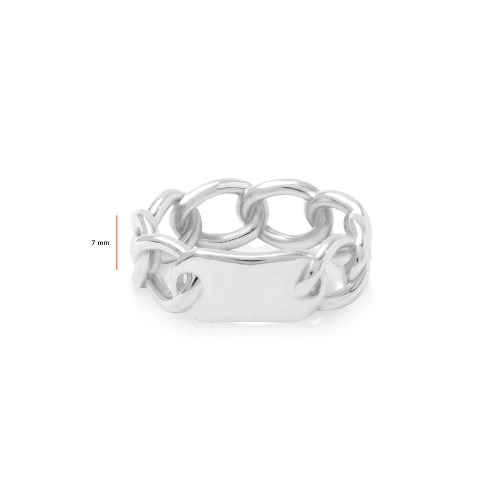 Sterling Silver 925 Cuban Curb Chain Ring Plain Collection