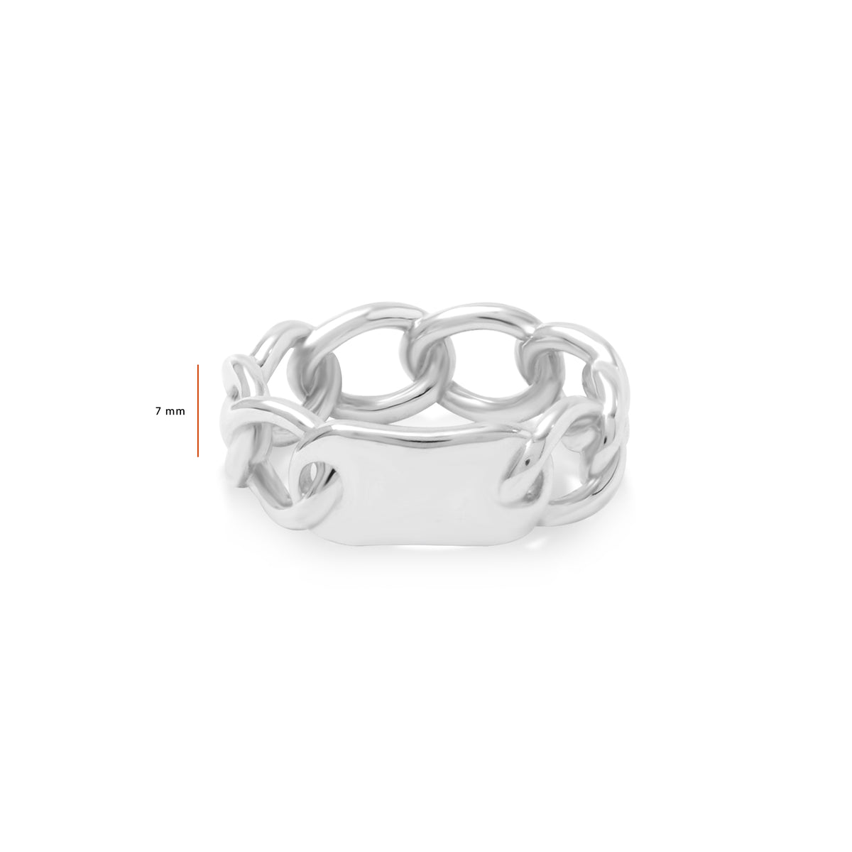 Sterling Silver 925 Cuban Curb Chain Ring Plain Collection