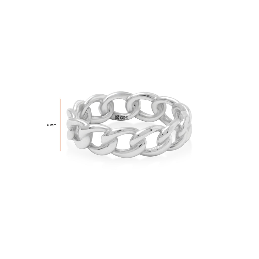 Cuban Sterling Silver 925 Medium Chain Ring
