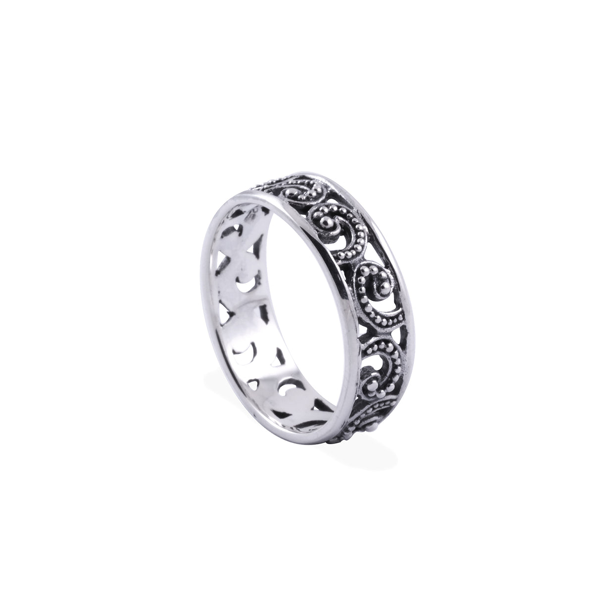 Cincin Band Kecil Perak 925 Koleksi Ombak Segara Sterling Silver
