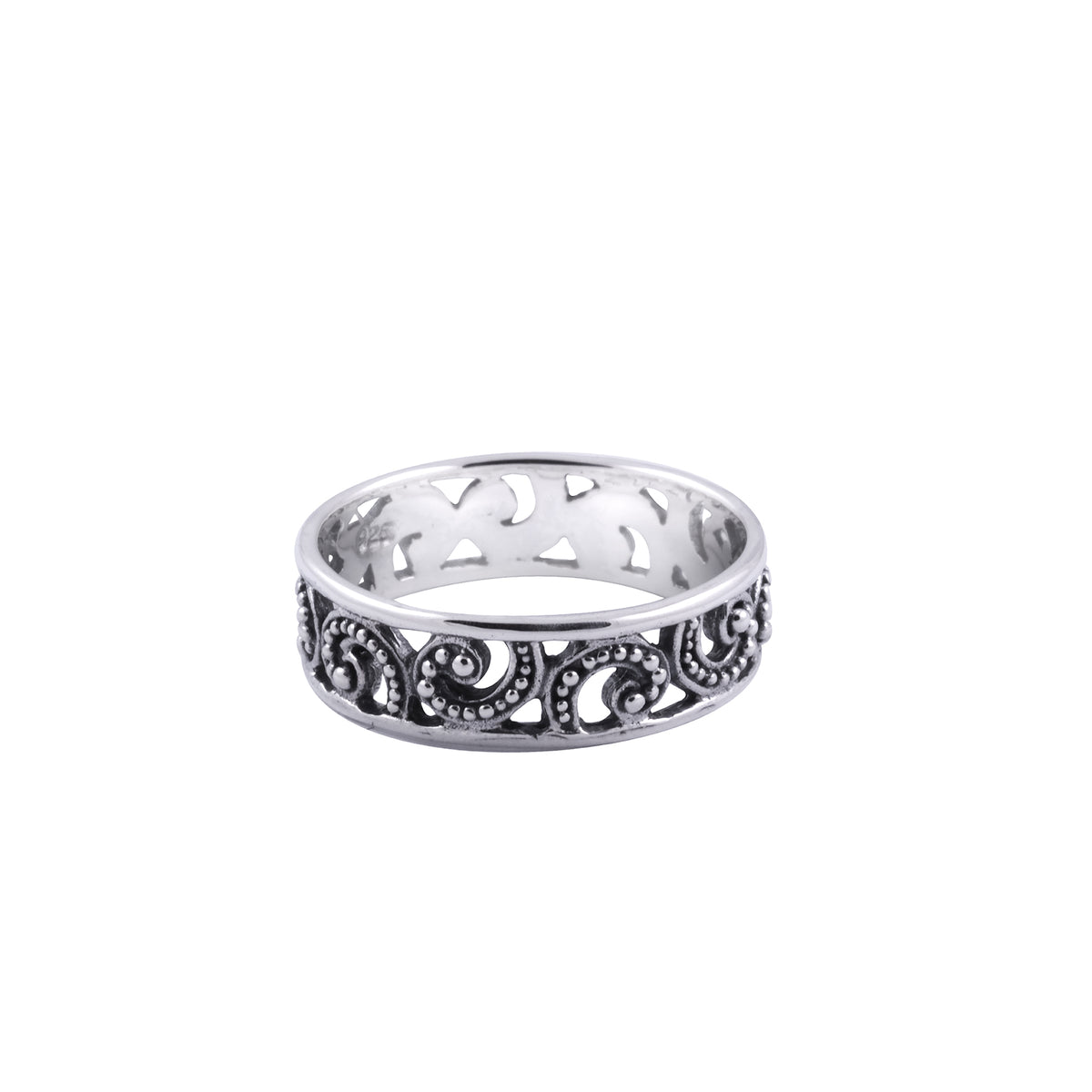 Cincin Band Kecil Perak 925 Koleksi Ombak Segara Sterling Silver