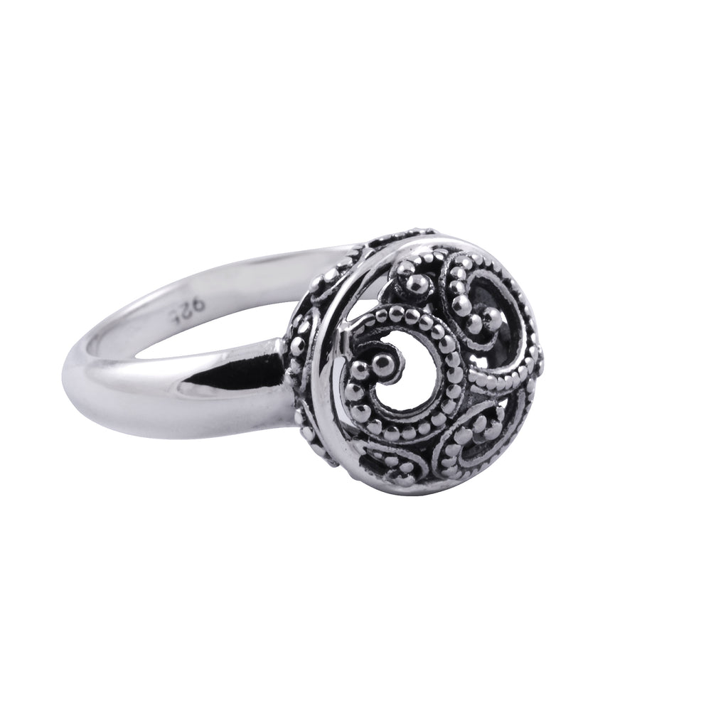Small Sterling Silver 925 Sea Wave Cocktail Ring
