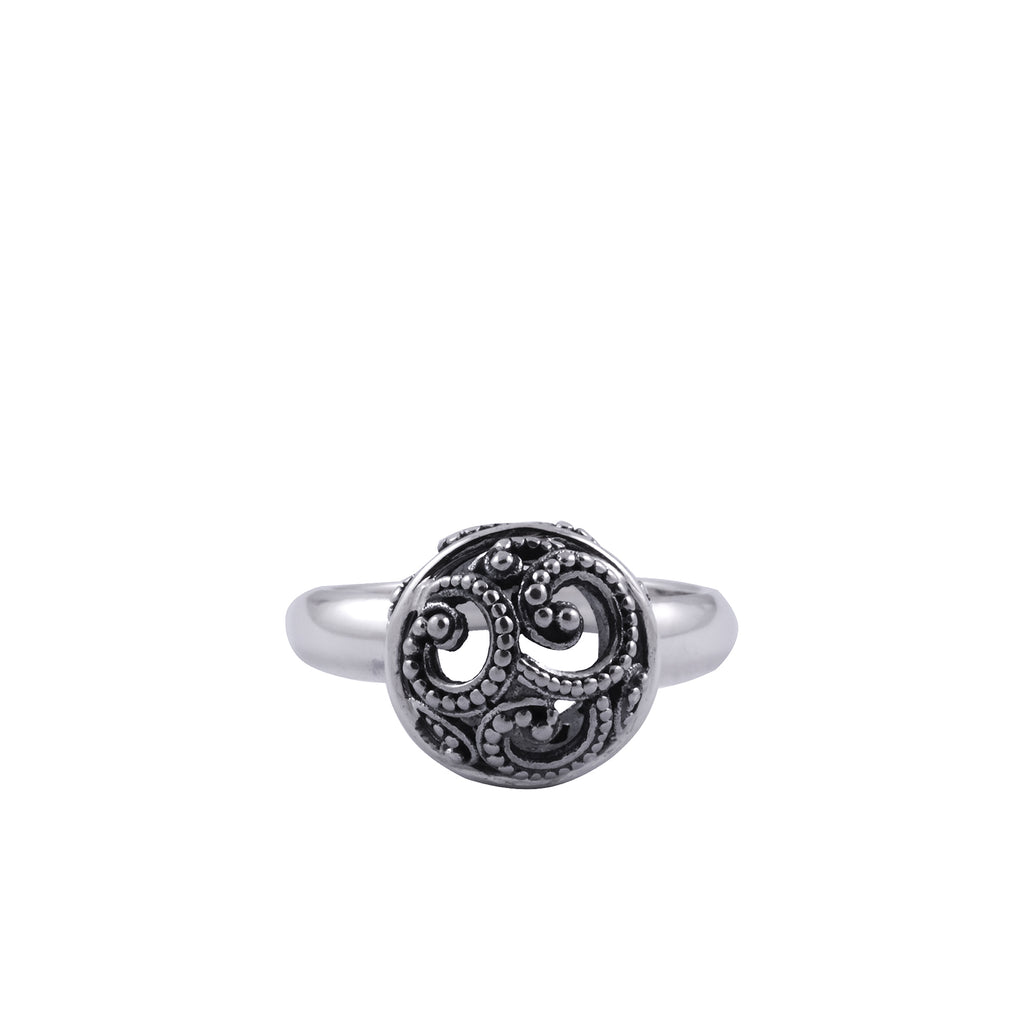Small Sterling Silver 925 Sea Wave Cocktail Ring