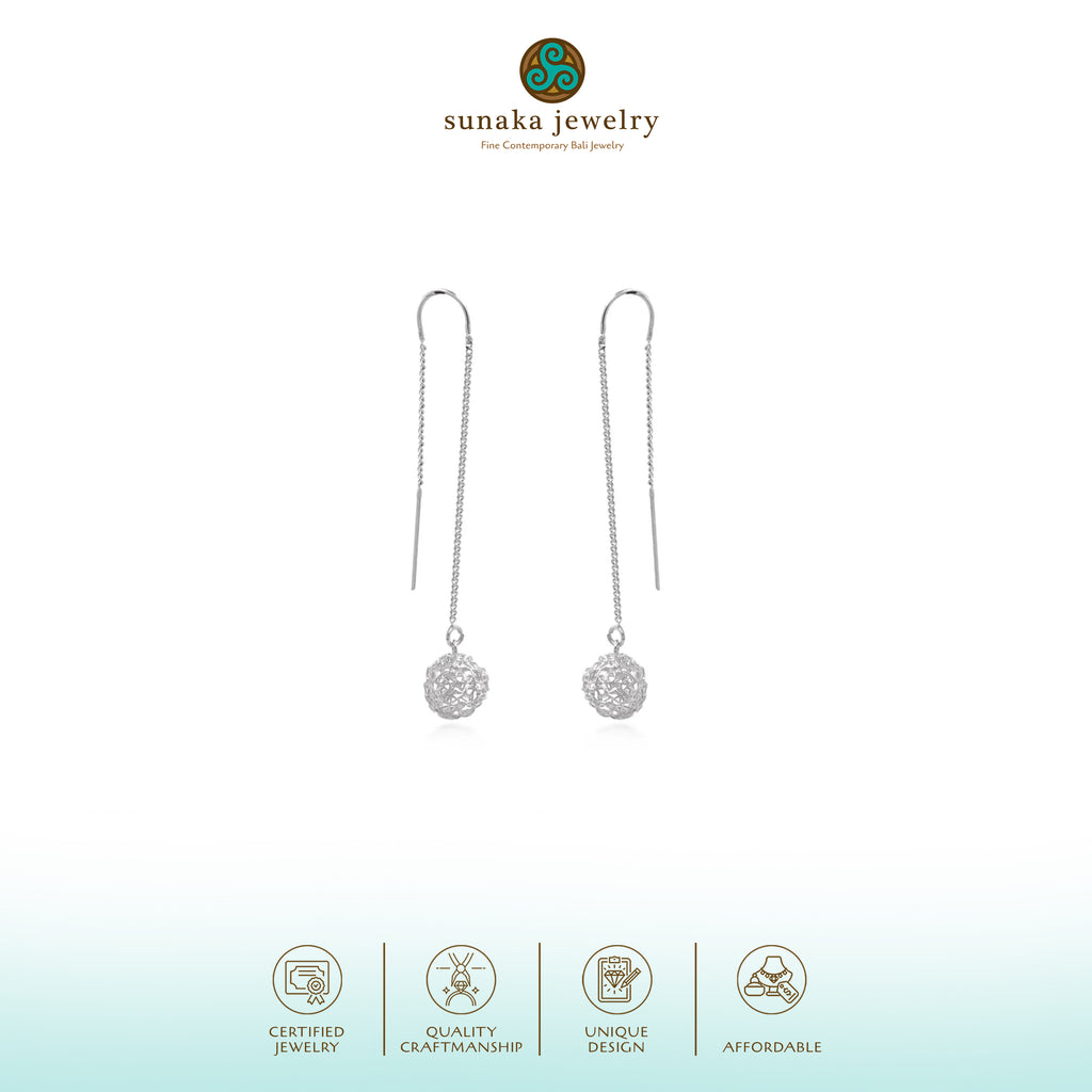 Anting Dangle Ball Perak 925 Koleksi Sebun