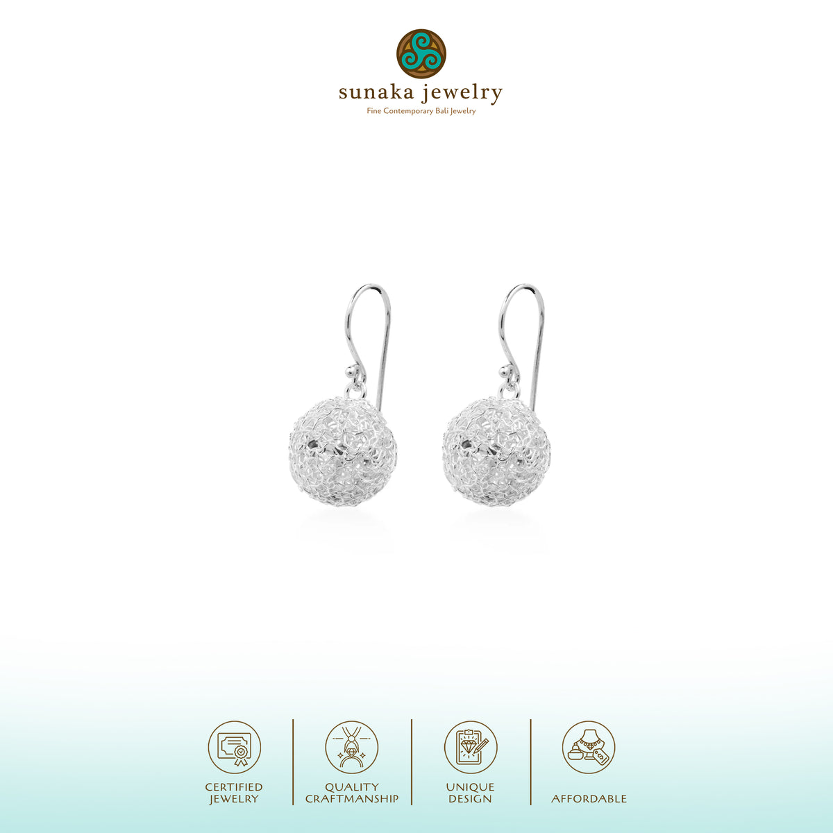 Anting Dangle Ball  Perak 925 Koleksi Sebun