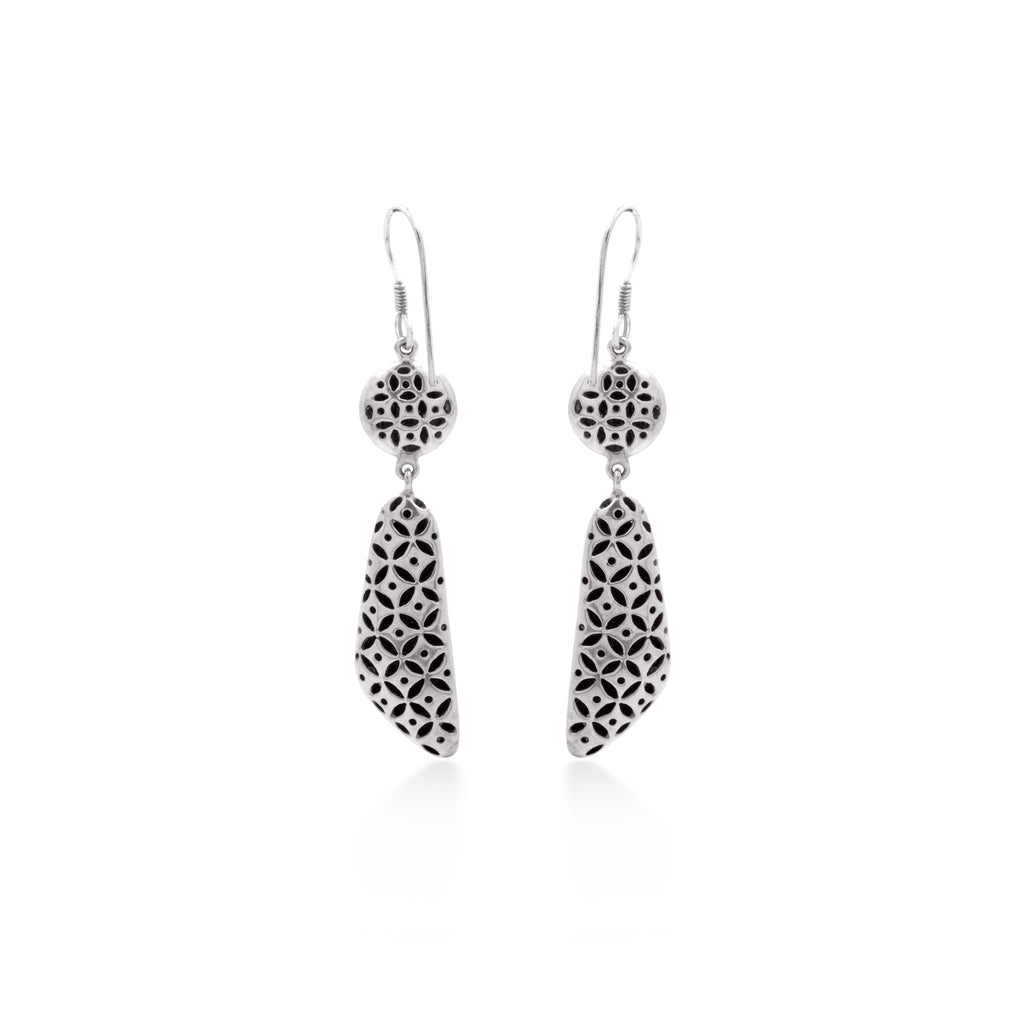 Indonesian Batik Collection Dangle Earrings 925 Sterling Silver