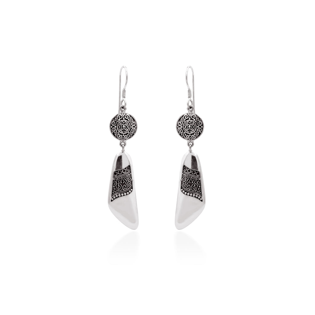 Indonesian Batik Collection Dangle Earrings 925 Sterling Silver
