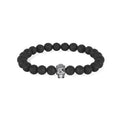 925 Sterling Silver Oxidized Skull Lava Bead Bracelet