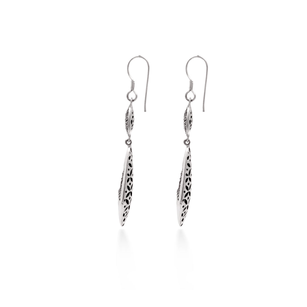 Indonesian Batik Collection Dangle Earrings 925 Sterling Silver