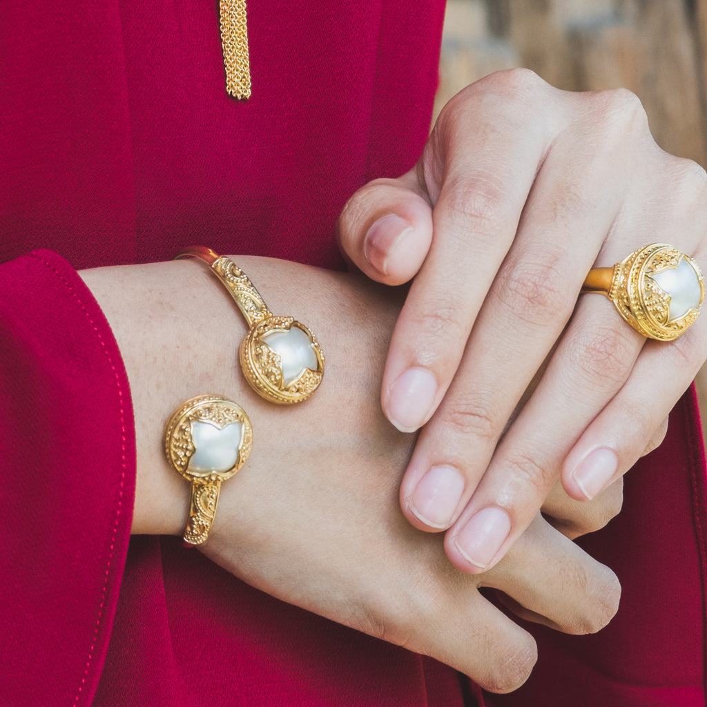 Padma Acala Collection Gold Plated 925 Silver Cocktail Ring
