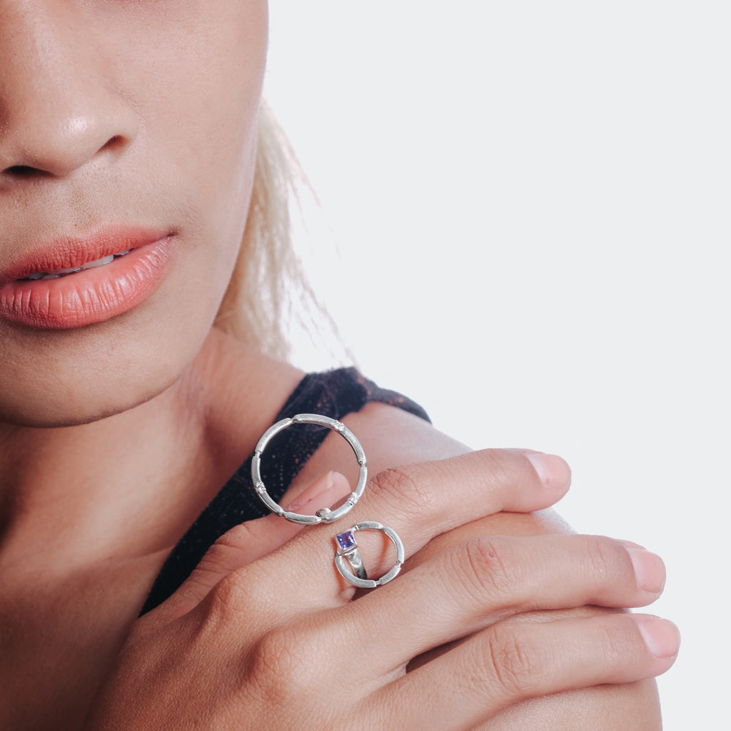 Cincin Perak 925 Koleksi Aeon Permata Iolite