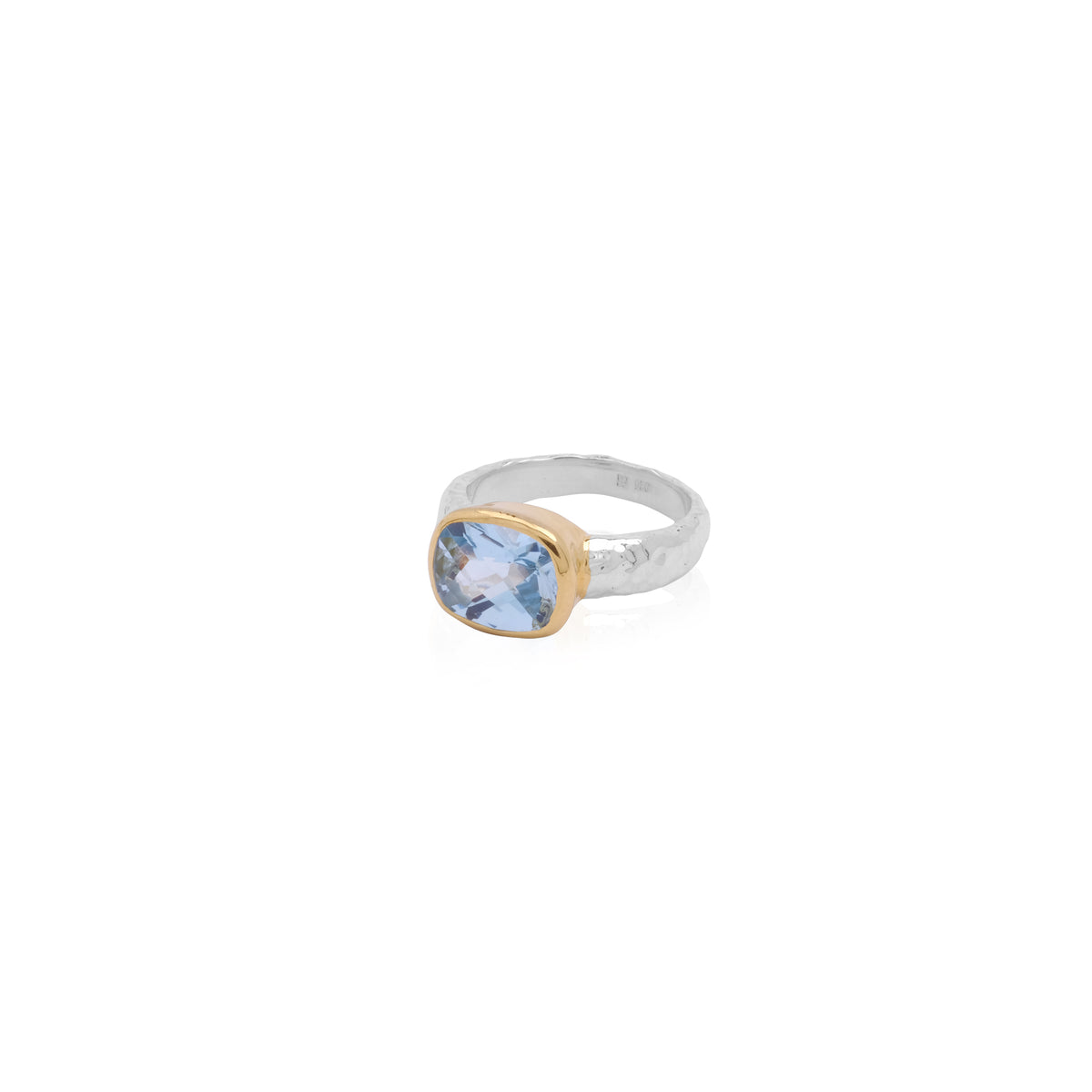 Cincin Perak 925 Koleksi Hammer Permata Rectangle