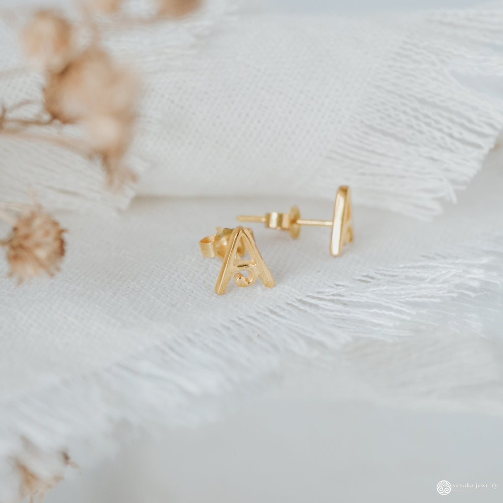Alphabet Gold Plated Silver Earrings