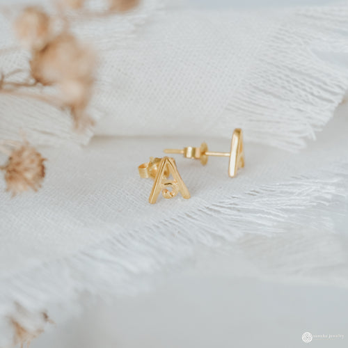 Alphabet Gold Plated Silver Earrings