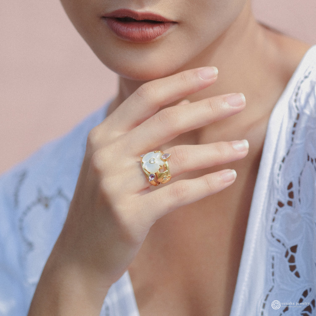 925 Silver Orchid Collection Gold Plated Band Ring