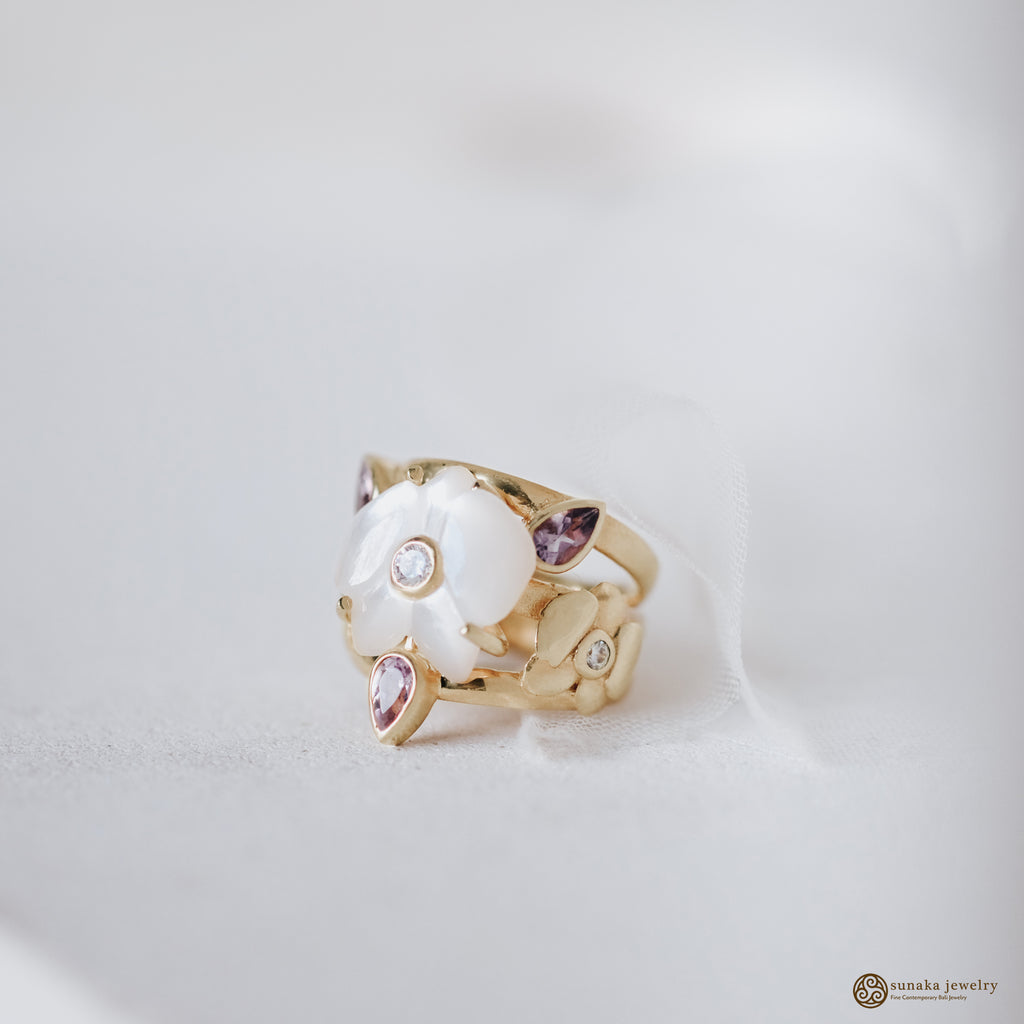 925 Silver Orchid Collection Gold Plated Band Ring