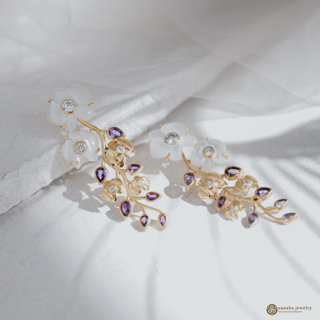 925 Silver Statement Earrings Gold Plated Orchid Collection