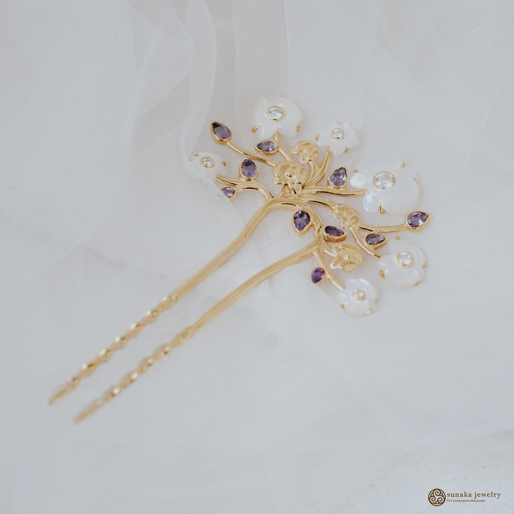925 Silver Small Needle Gold Plated Orchid Collection