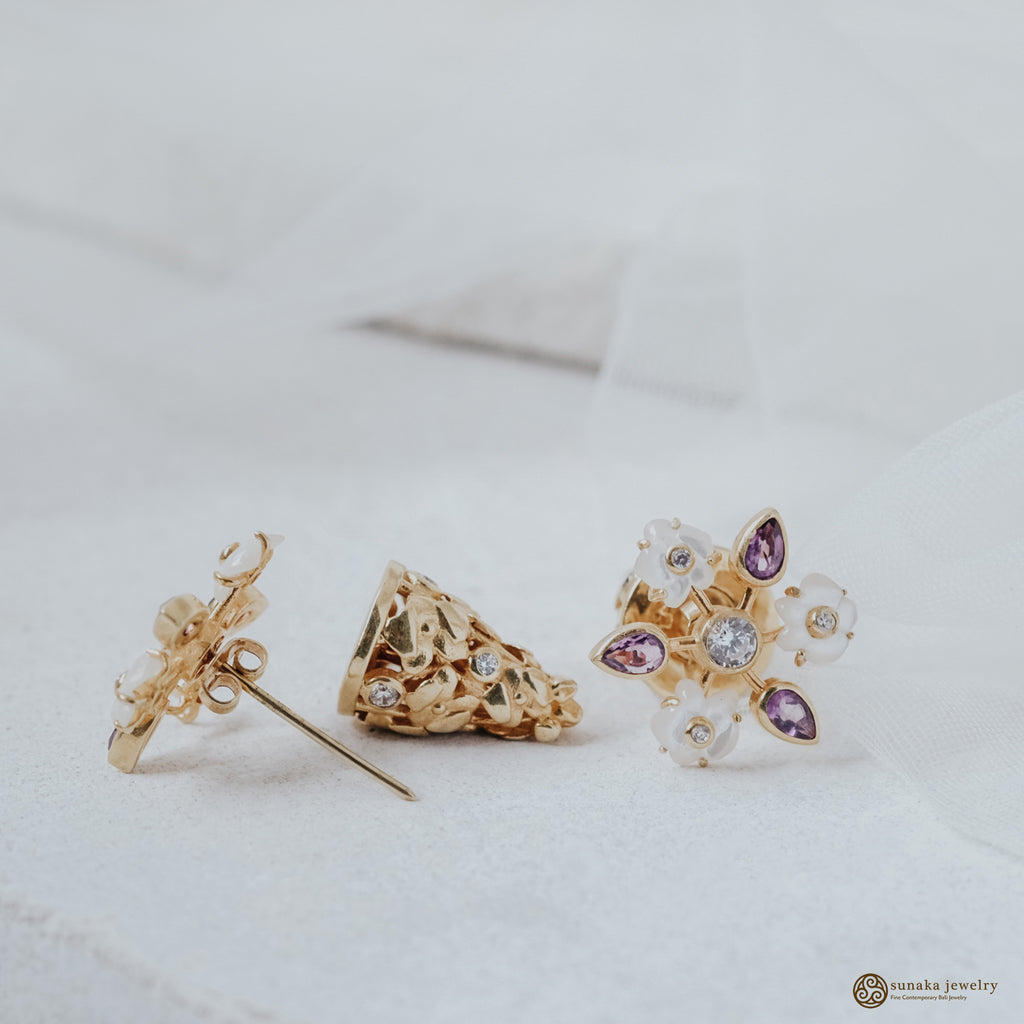 Anting Subeng Perak 925 Koleksi Anggrek Gold Plated