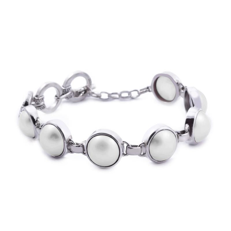 925 Sterling Silver Plain Mabe Chain Bracelet