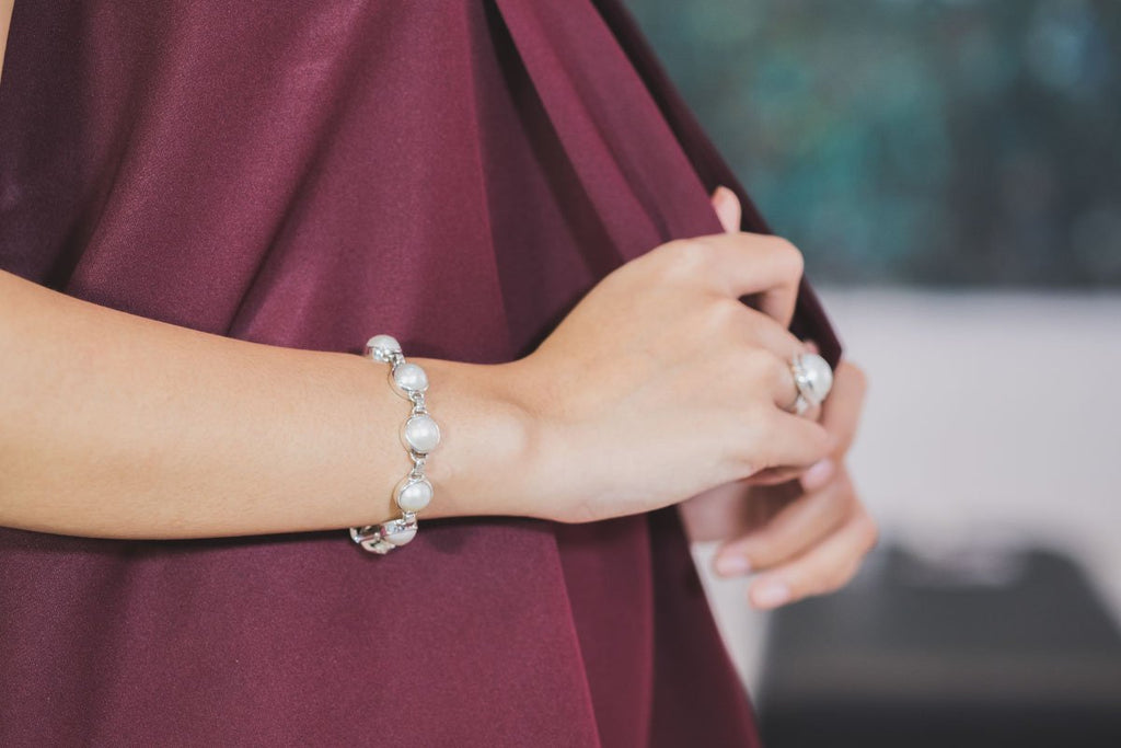 925 Sterling Silver Plain Mabe Chain Bracelet