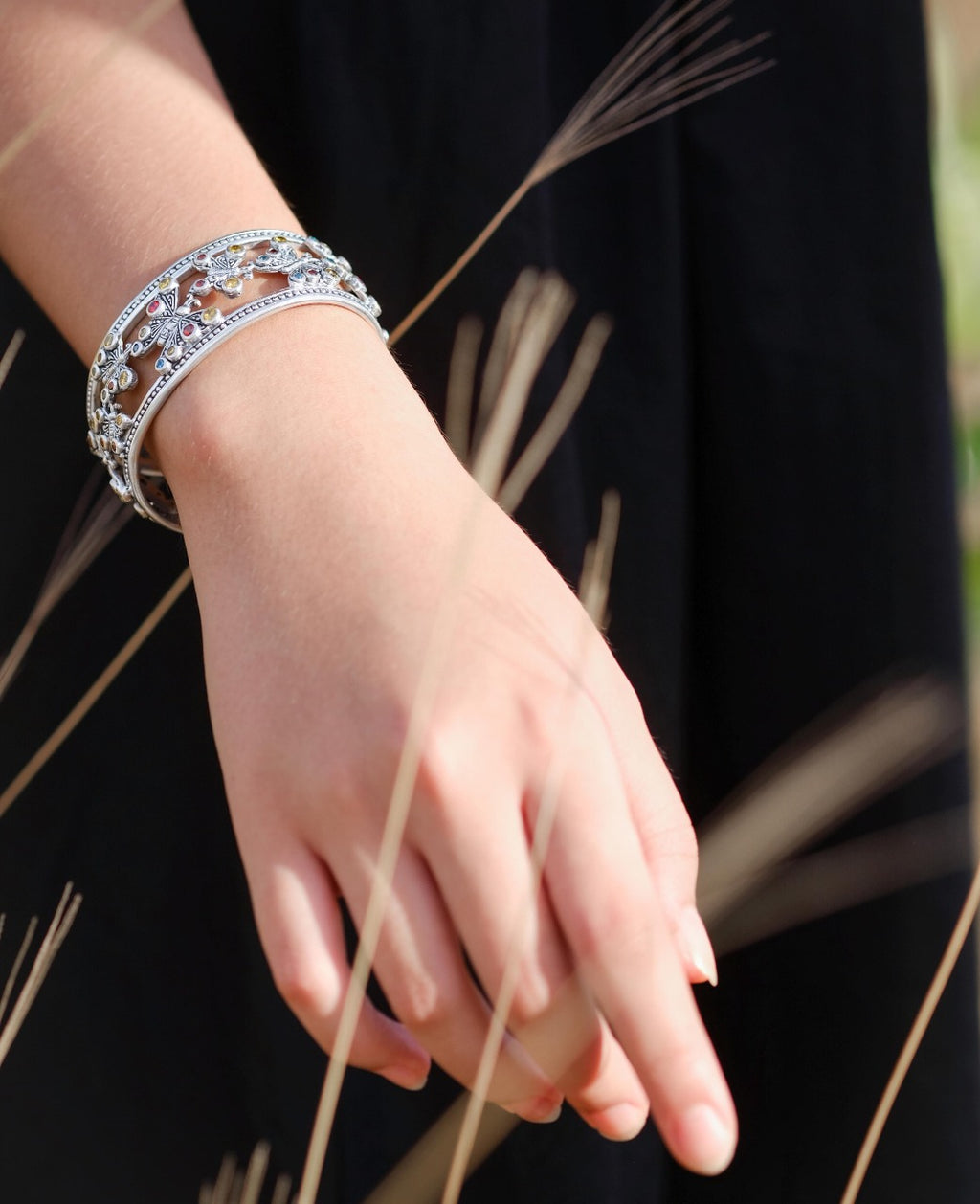 925 Sterling Silver Butterfly Collection Big Bangle Bracelet