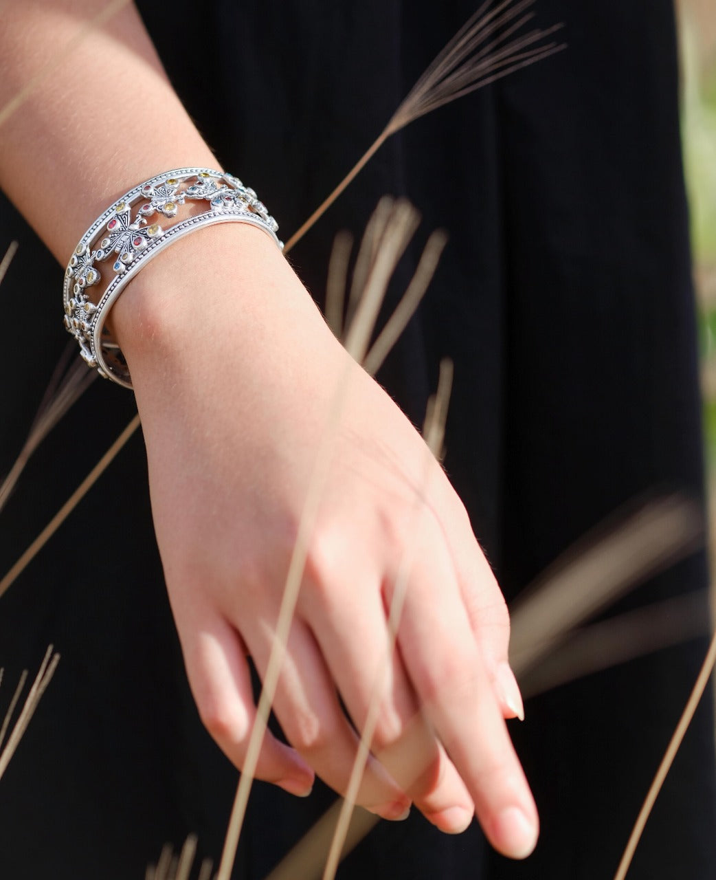 925 Sterling Silver Butterfly Collection Big Bangle Bracelet
