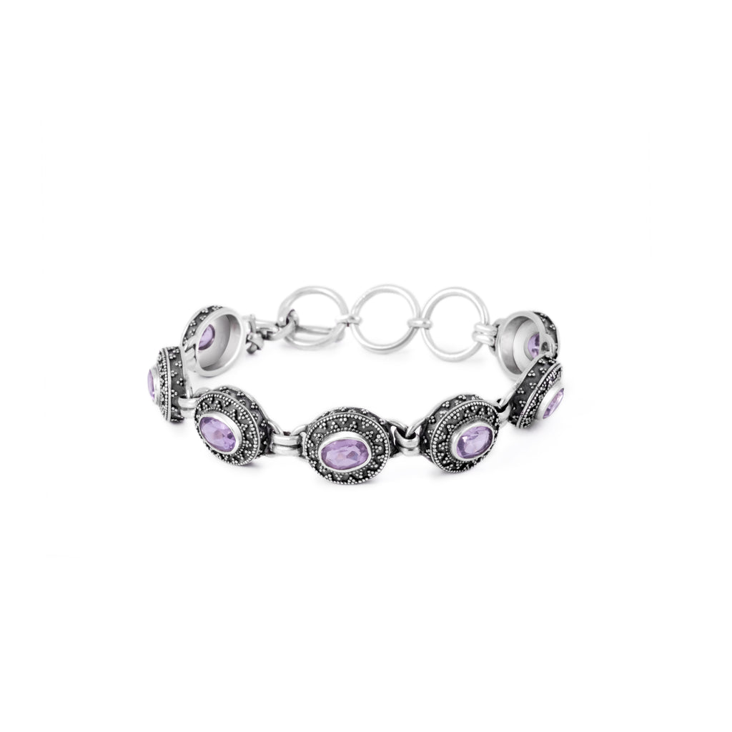 Classic Granulation Bracelet in 925 Silver with Jawan Gunung Gemstone Collection/B.073