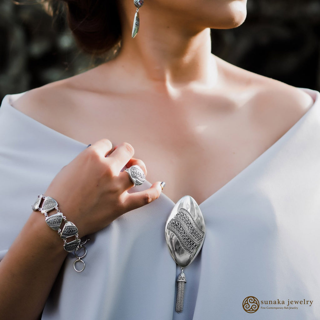 Indonesian Batik Collection Sterling Silver 925 Brooch