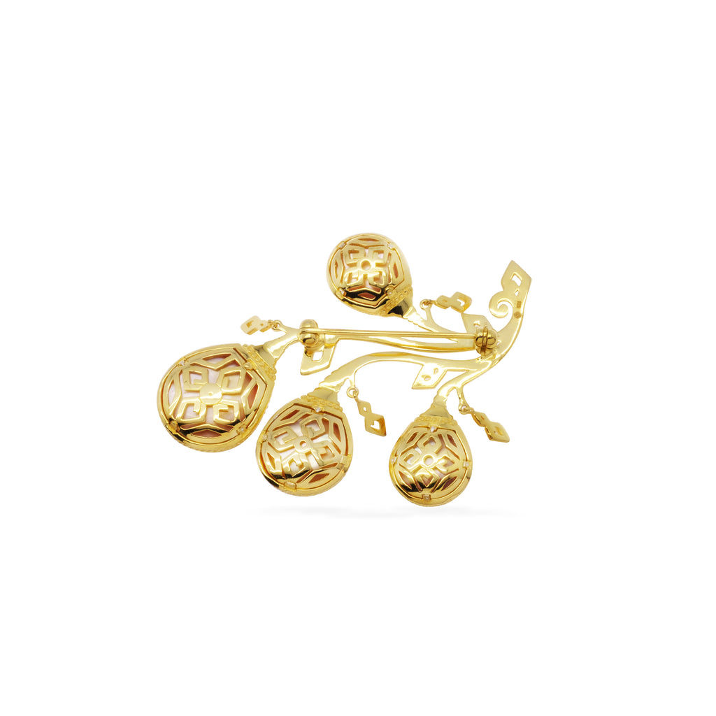 Mandalika Pearl Collection Sterling Silver 925 Gold Plated Brooch