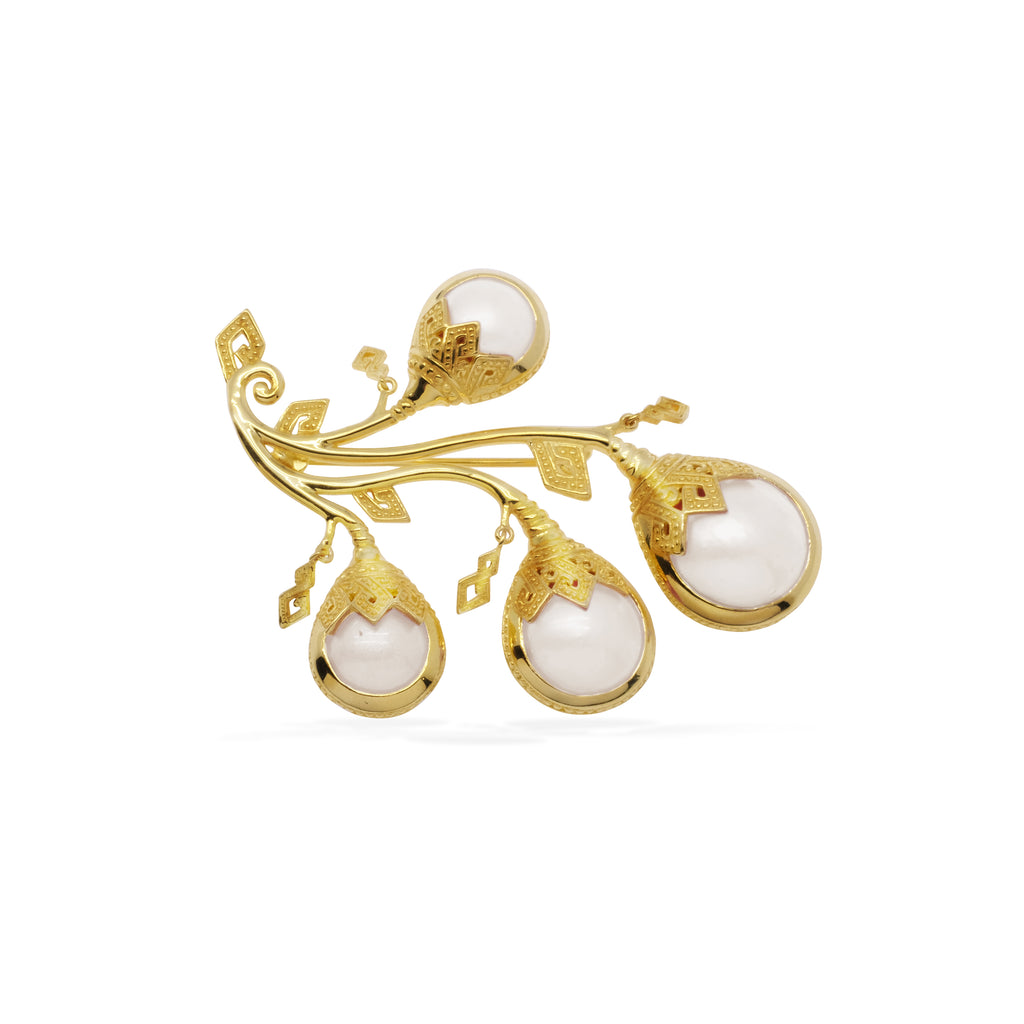 Mandalika Pearl Collection Sterling Silver 925 Gold Plated Brooch