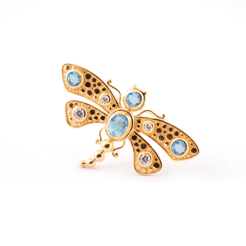 Dragonfly Brooch Bali Gold Plated (small) Sterling Silver 925