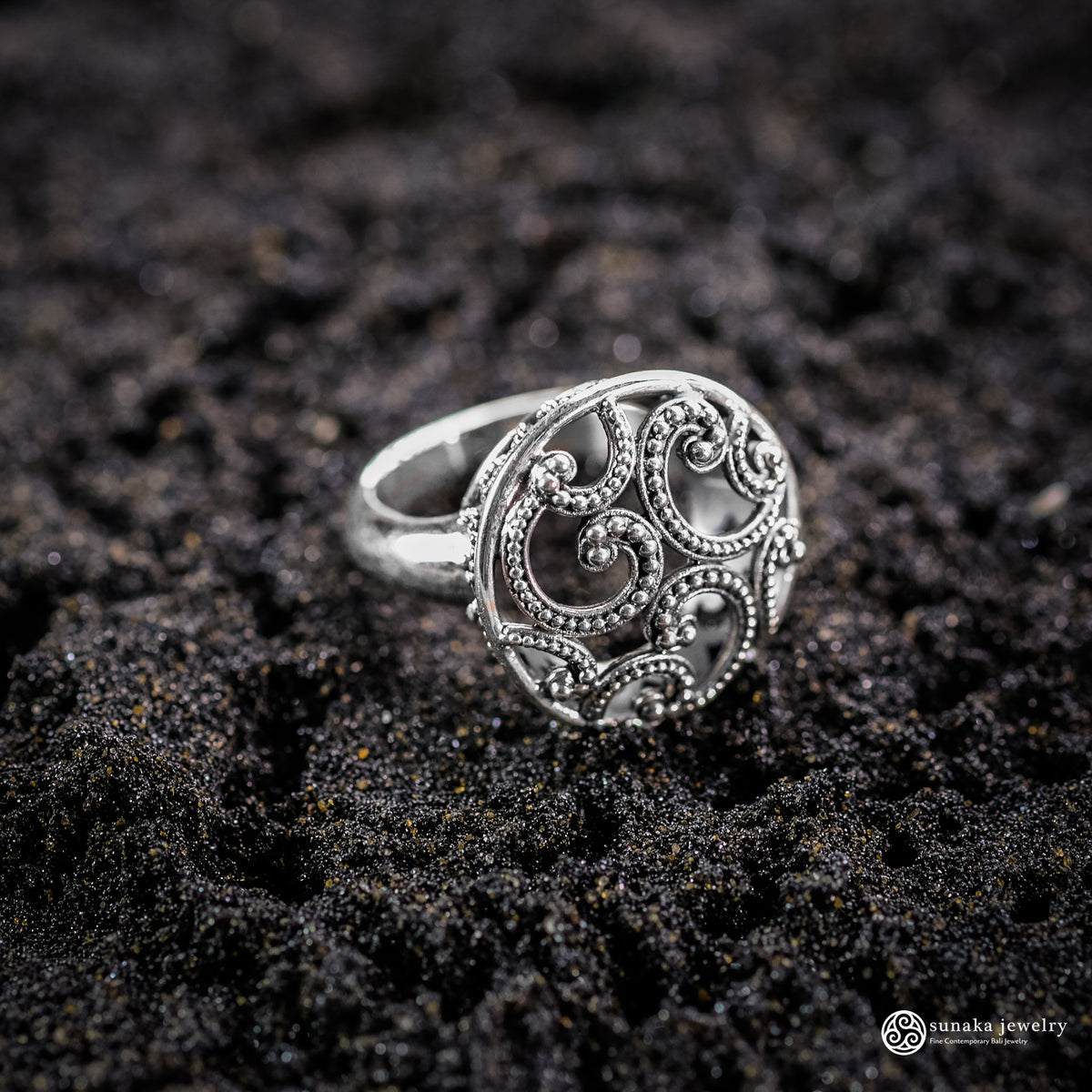 Cincin Cocktail Besar Perak 925 Koleksi Ombak Segara Sterling Silver