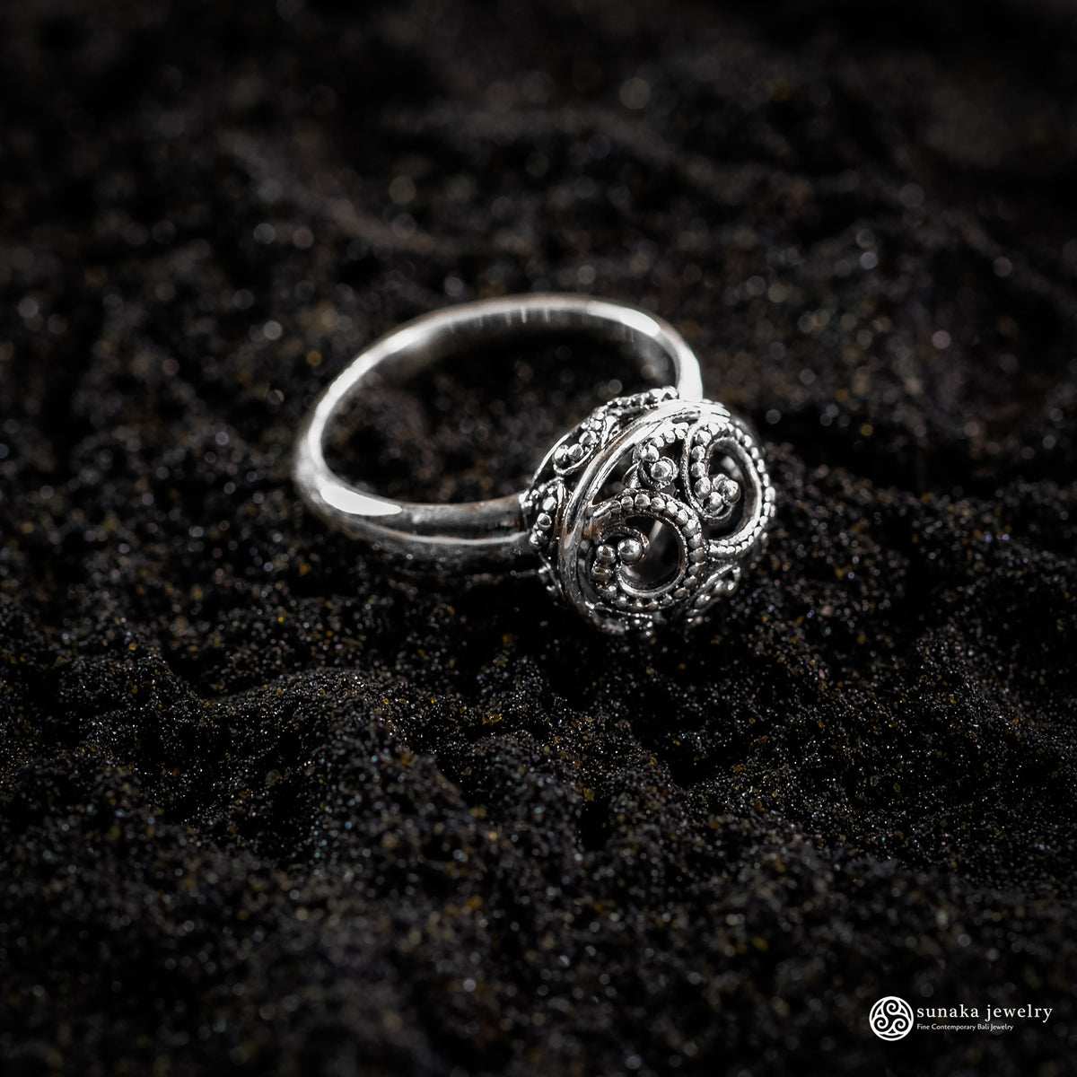 Cincin Cocktail Kecil Perak 925 Ombak Segara Sterling Silver